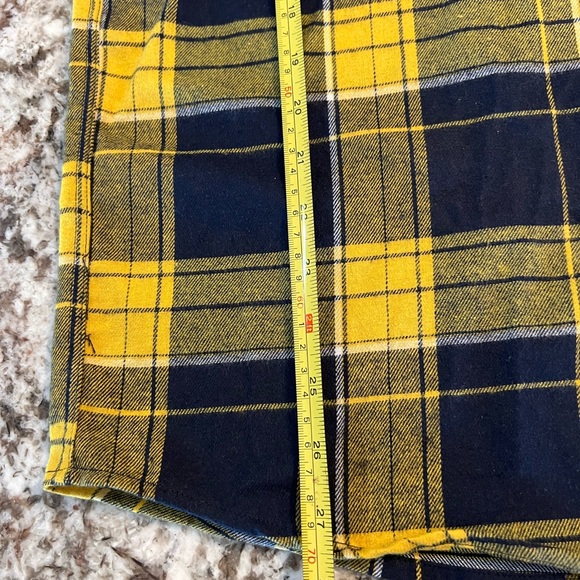 M NEW Design in Italy Flannel Shirt Mens Yellow Blue  Plaid Two Pockets Long Sle - Picture 3 of 7